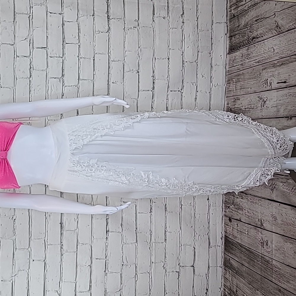 Goa Beachwear by Japna Flowy Tulip Crop Pants with Crochet Lace Detail in White